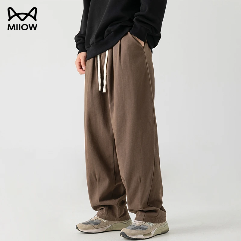 猫人纯棉阔腿工装裤子男款2025秋季新款宽松直筒潮牌美式休闲长裤