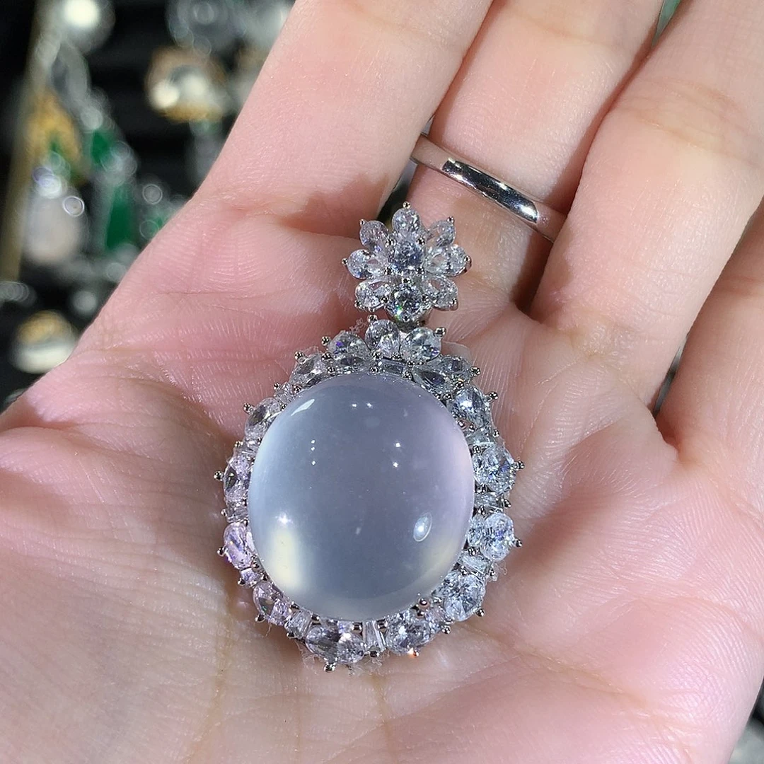 石英质玉银S925镶嵌颈饰