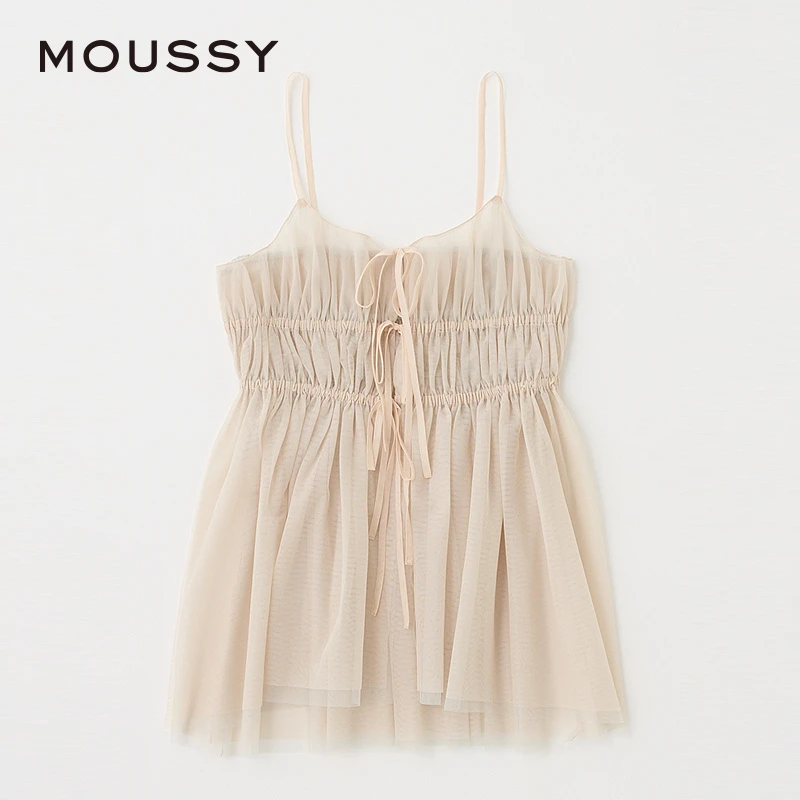 MOUSSY新款褶皱网纱吊带衫010HAK30-8091