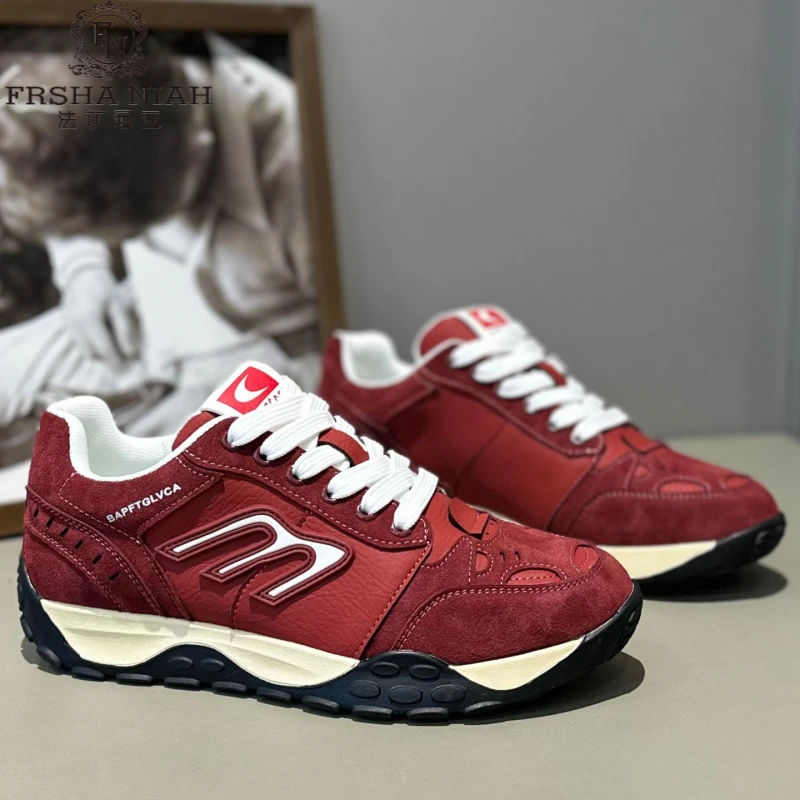 法莎尼亚轻便阿甘休闲鞋秋季新款时尚百搭复古低帮数字圆头男鞋子