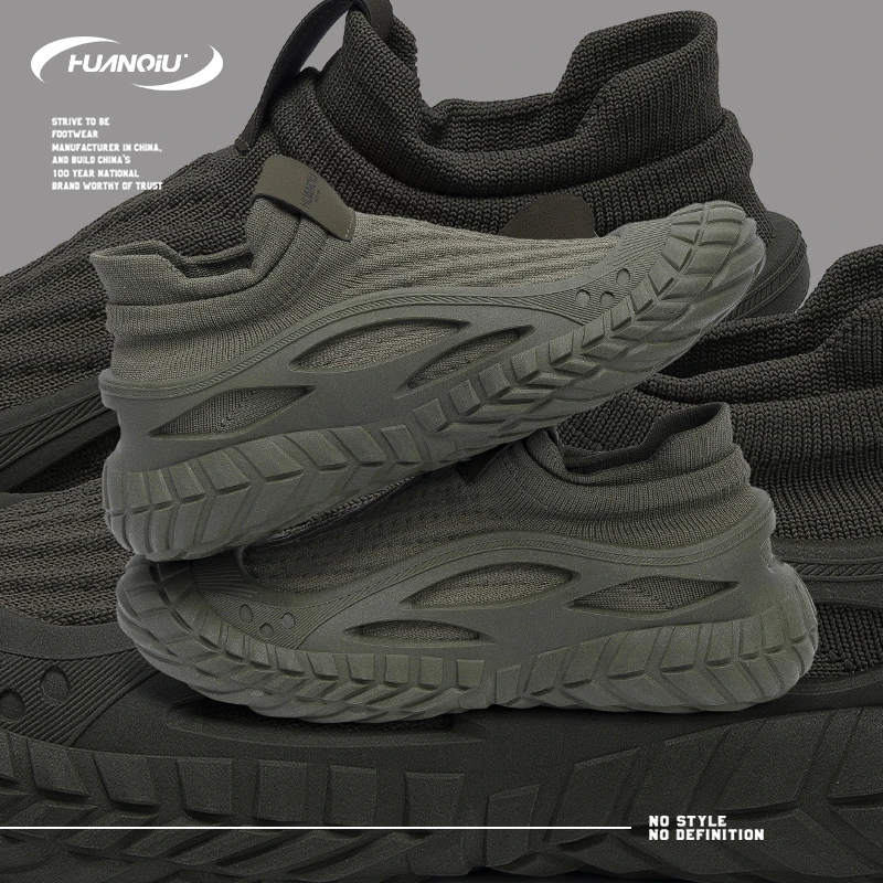 环球复古懒人飞织鞋男2025夏季新款休闲运动百搭透气网面潮鞋户外