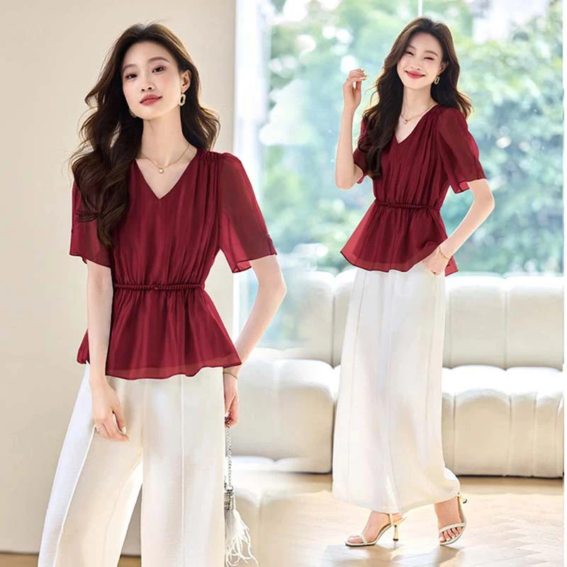 【乔恩】【两件套】【有里布】2025气质两件套阔腿裤新款时尚套装D2717