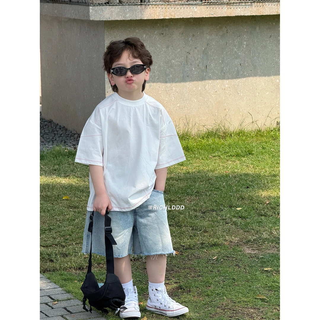 【现货】卤蛋童装：漂泊幻想/纯色线条拼色简约男女童25265