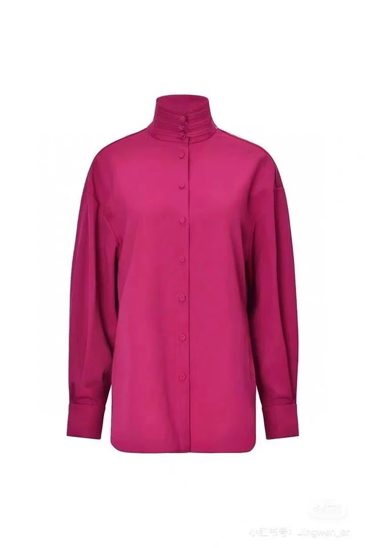 优尚美高级感中式国风盘扣领上衣设计感简约宽松中长款打底衬衣