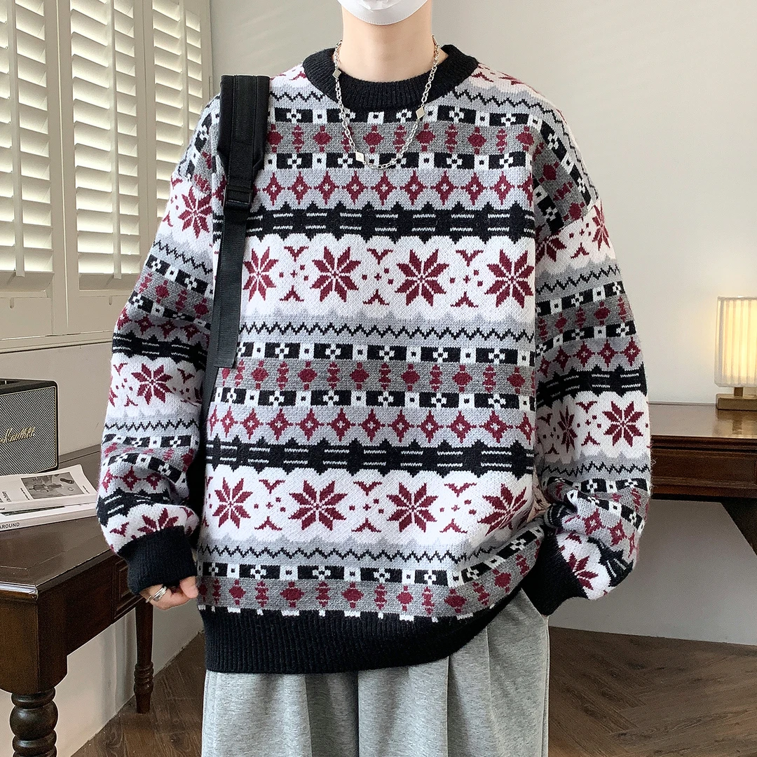 13初高中学生潮牌宽松毛衣12岁男孩冬装14青少年潮牌15大童针织衫