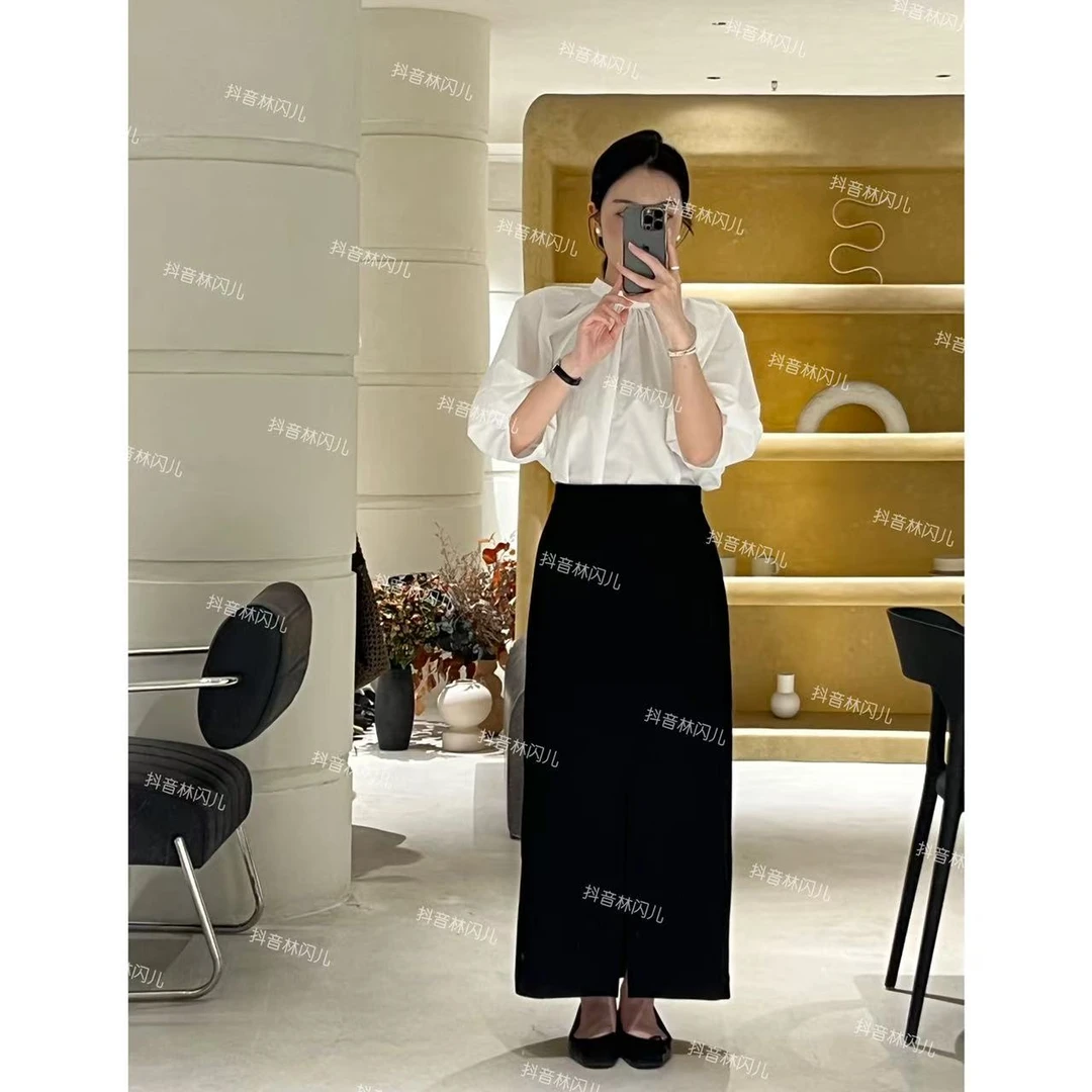 林闪儿-直筒前开叉半裙H8628