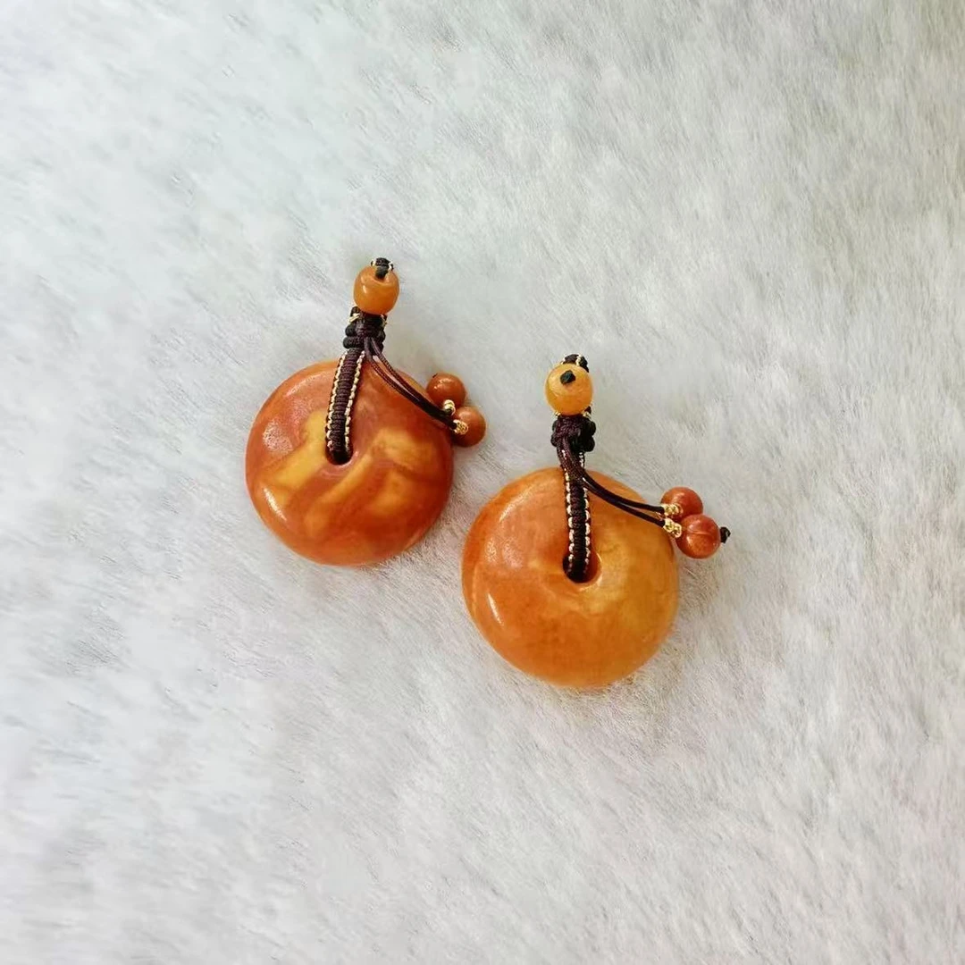 尊藏天然丹麦橘皮老蜡两用款吊坠手工百搭挂坠 多样性发一