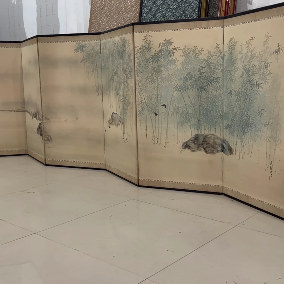 绘画屏风框画茶空间设计