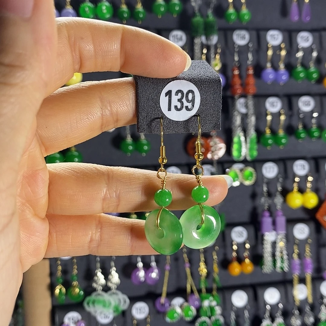 银S925镶嵌翡翠耳饰139