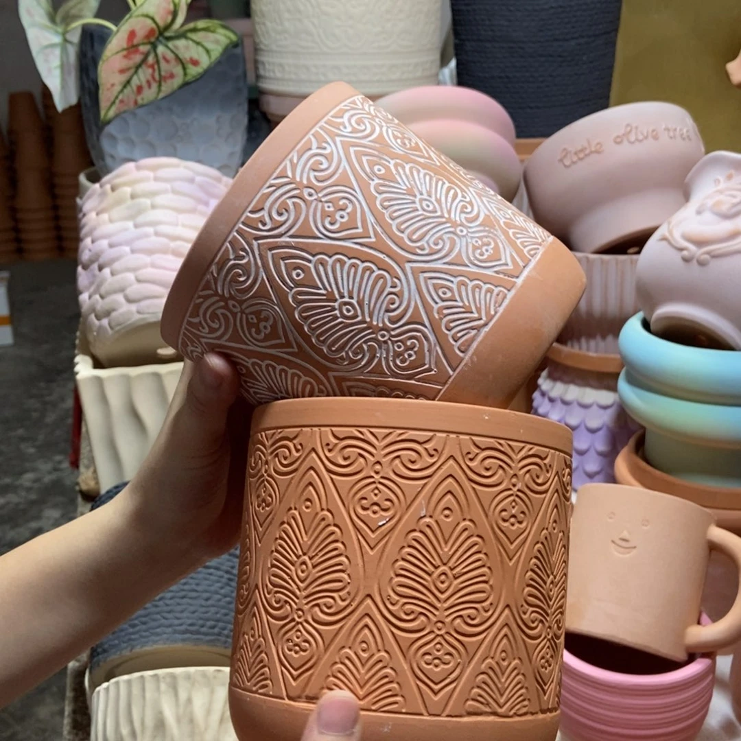 14×14几何直筒复古+红陶2个