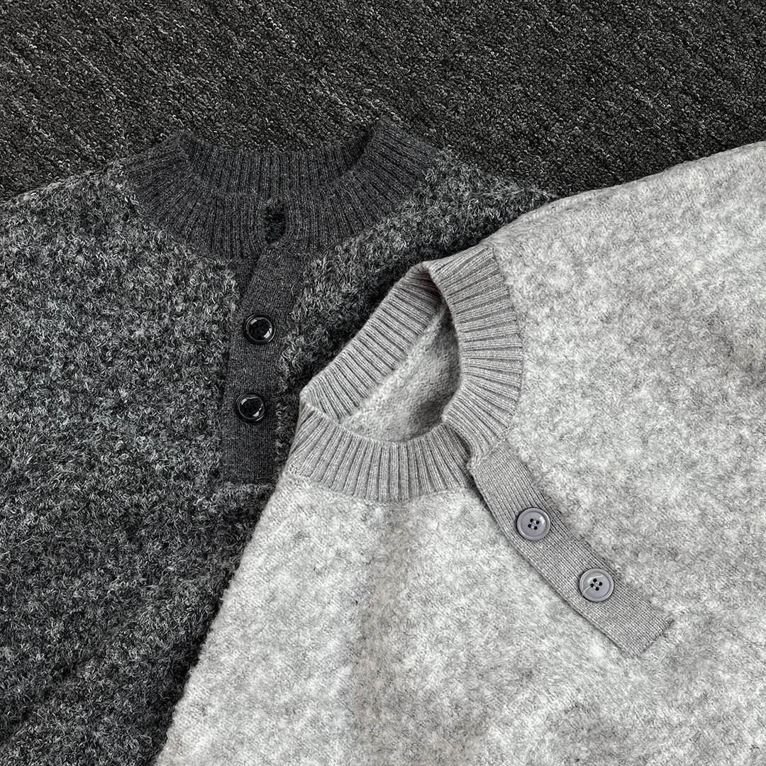 【阿信】韩版气质圈圈羊毛双色织毛衣男士小V领阔版时尚长袖针织衫