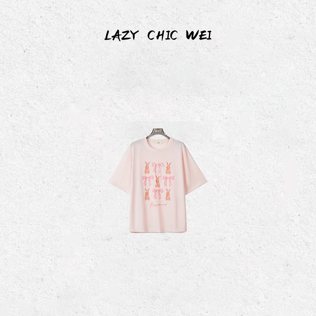 WEI “兔子周末”雪花棉凉感简约韩系百搭圆领短袖2505SSW5450