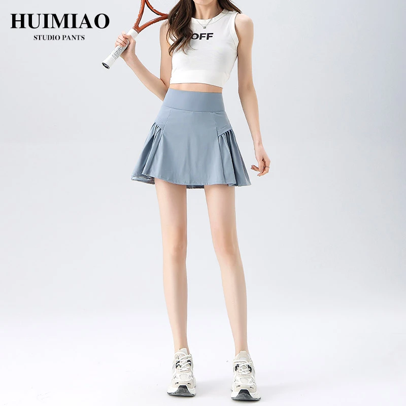 运动百褶裙女夏季防走光速干瑜伽裤裙a字短裙网球裙羽毛球半身裙