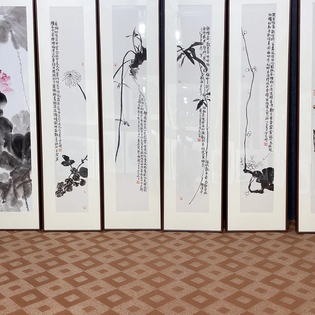 国画李*板手绘画作品带框