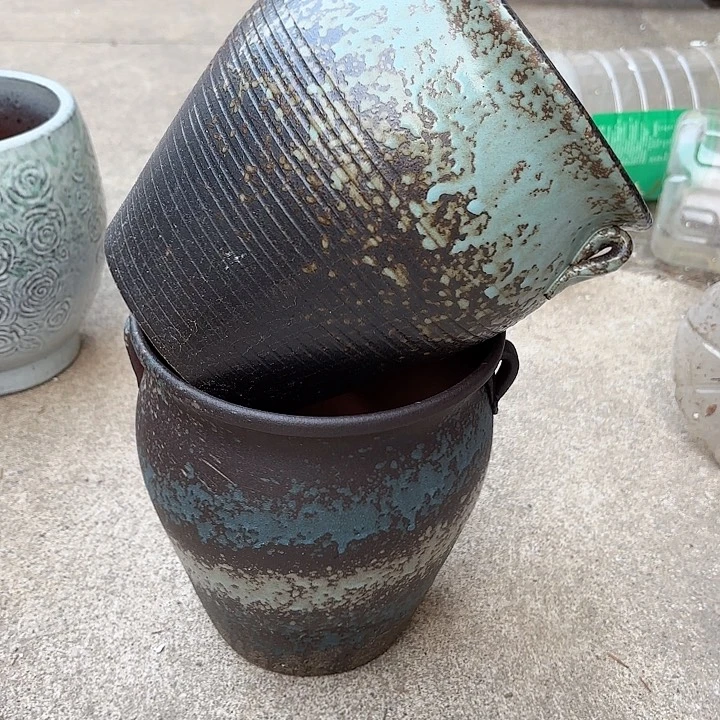 紫砂茶碗复古两个色口径19高度21