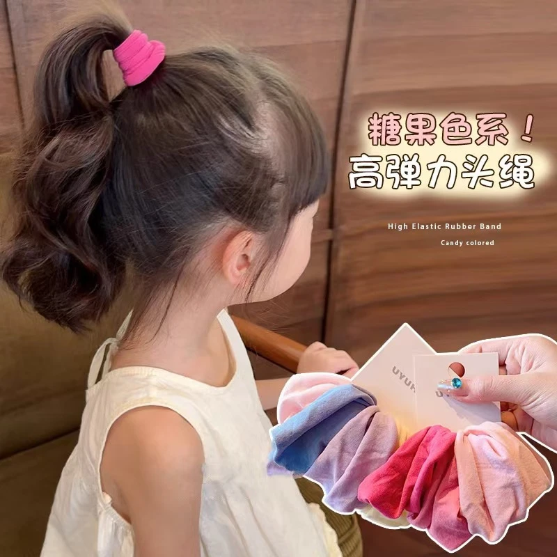 儿童扎高马尾皮筋小女孩加宽高弹力发圈发绳女童不伤发毛巾圈头绳