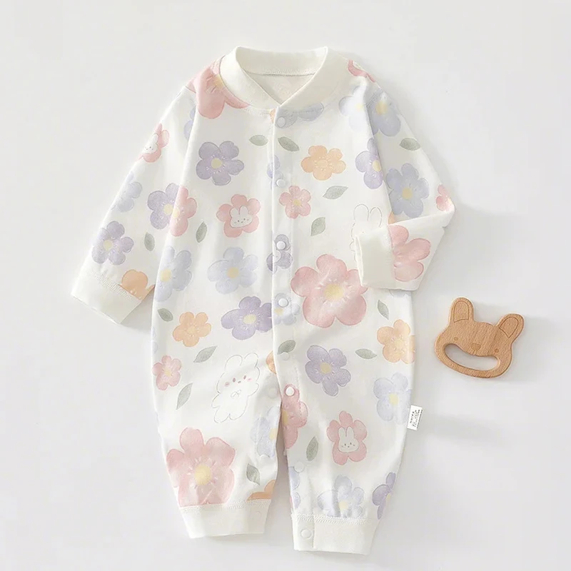 新生婴儿儿连体衣纯棉宝宝春秋季长袖睡衣打底家居服哈衣内衣爬服