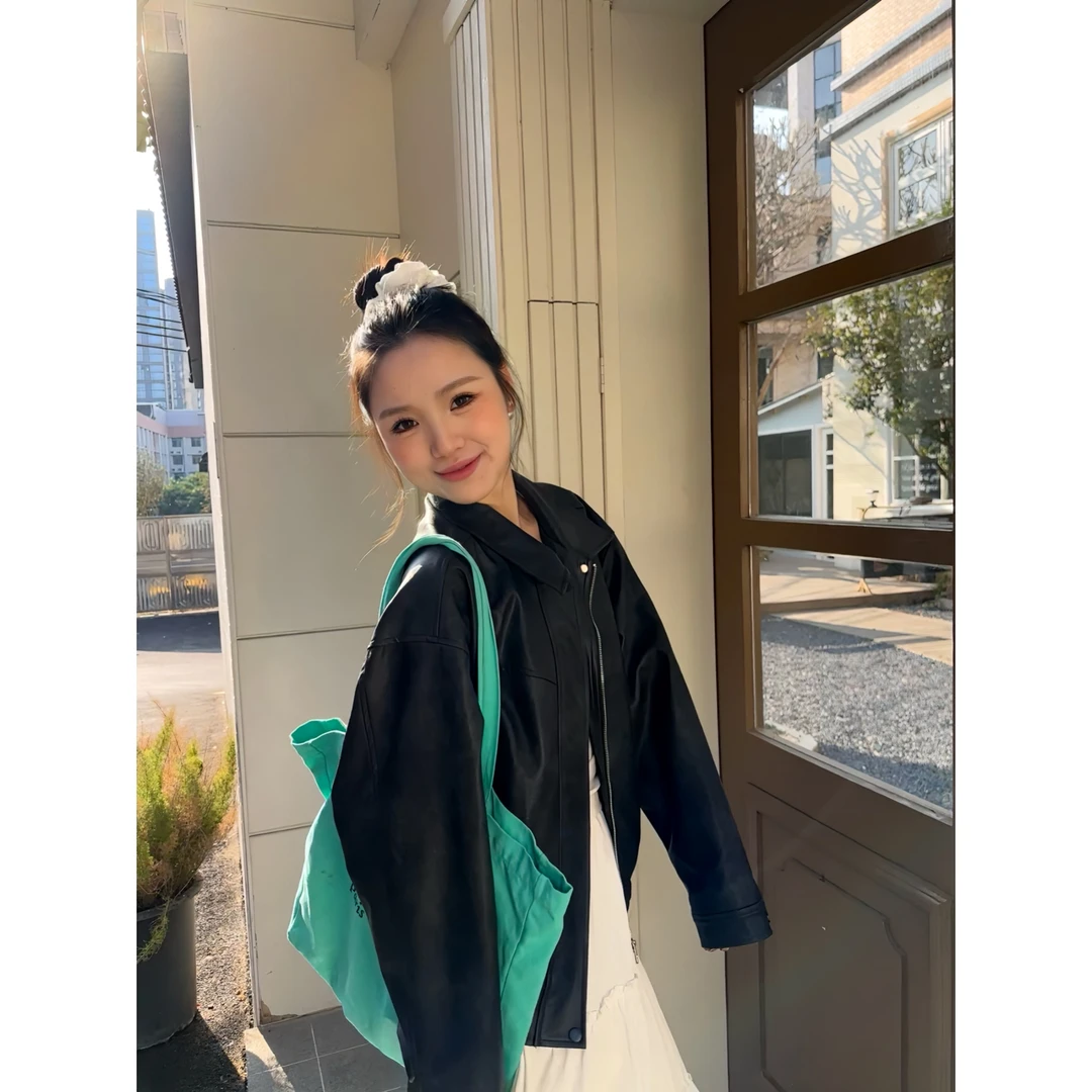 【好版型-1 】高个子女装 加长重工做旧复古夹克皮衣SP014