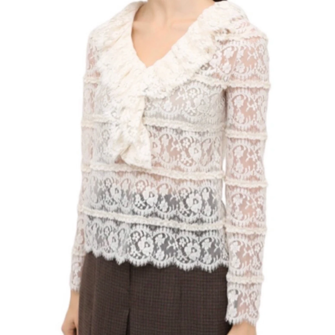 全新未使用 GUCCI/古驰 爆款蕾丝花卉满印上衣/42码 大码/32716