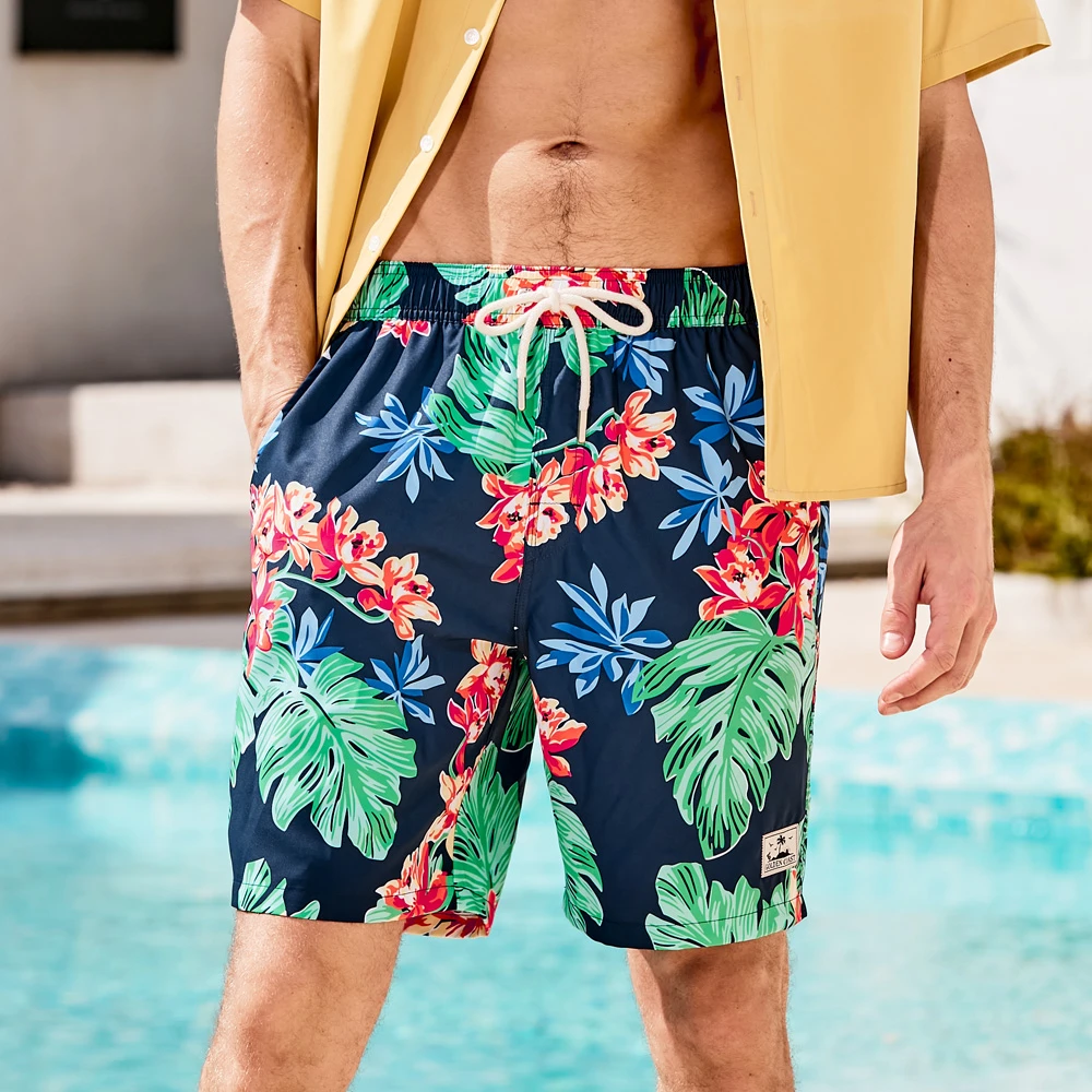 新款海边五分裤休闲度假男士短裤薄款花裤衩大码宽松潮流沙滩裤男