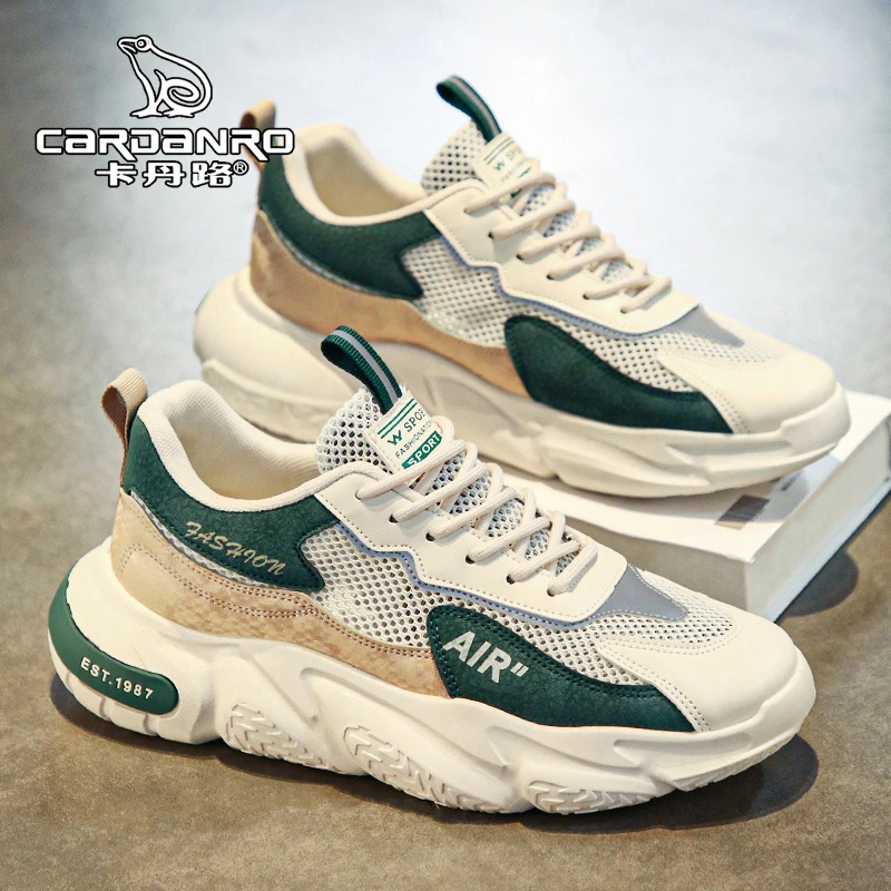 意大利卡丹路男鞋秋季透气镂空网面运动网鞋休闲防臭跑步老爹潮鞋