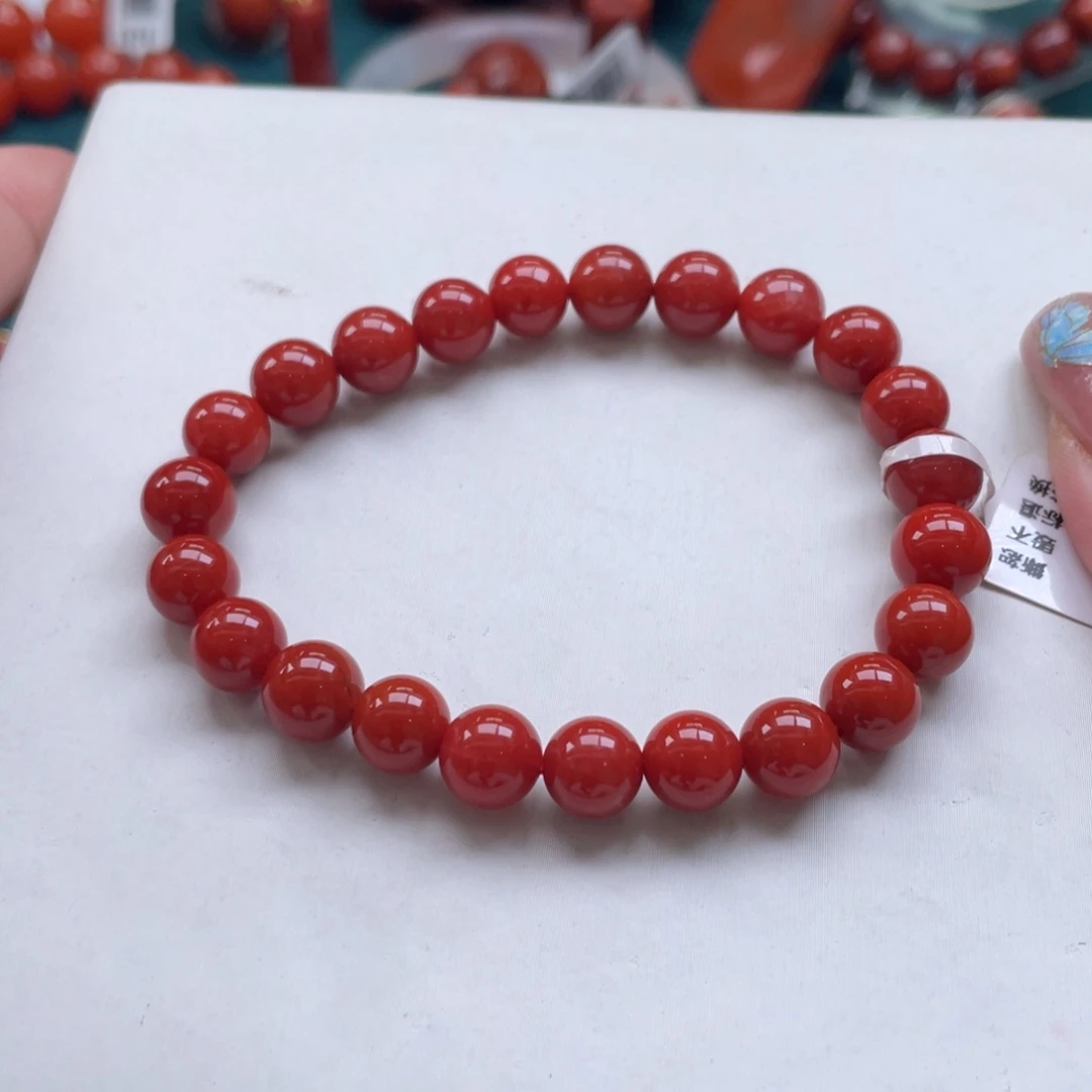 南红玛瑙未镶嵌川料南红锦红单圈8+mm