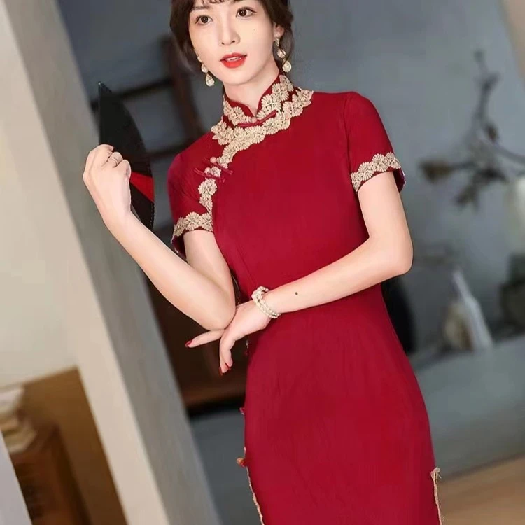 #明艳动人=2023新款民国风复古气质旗袍
