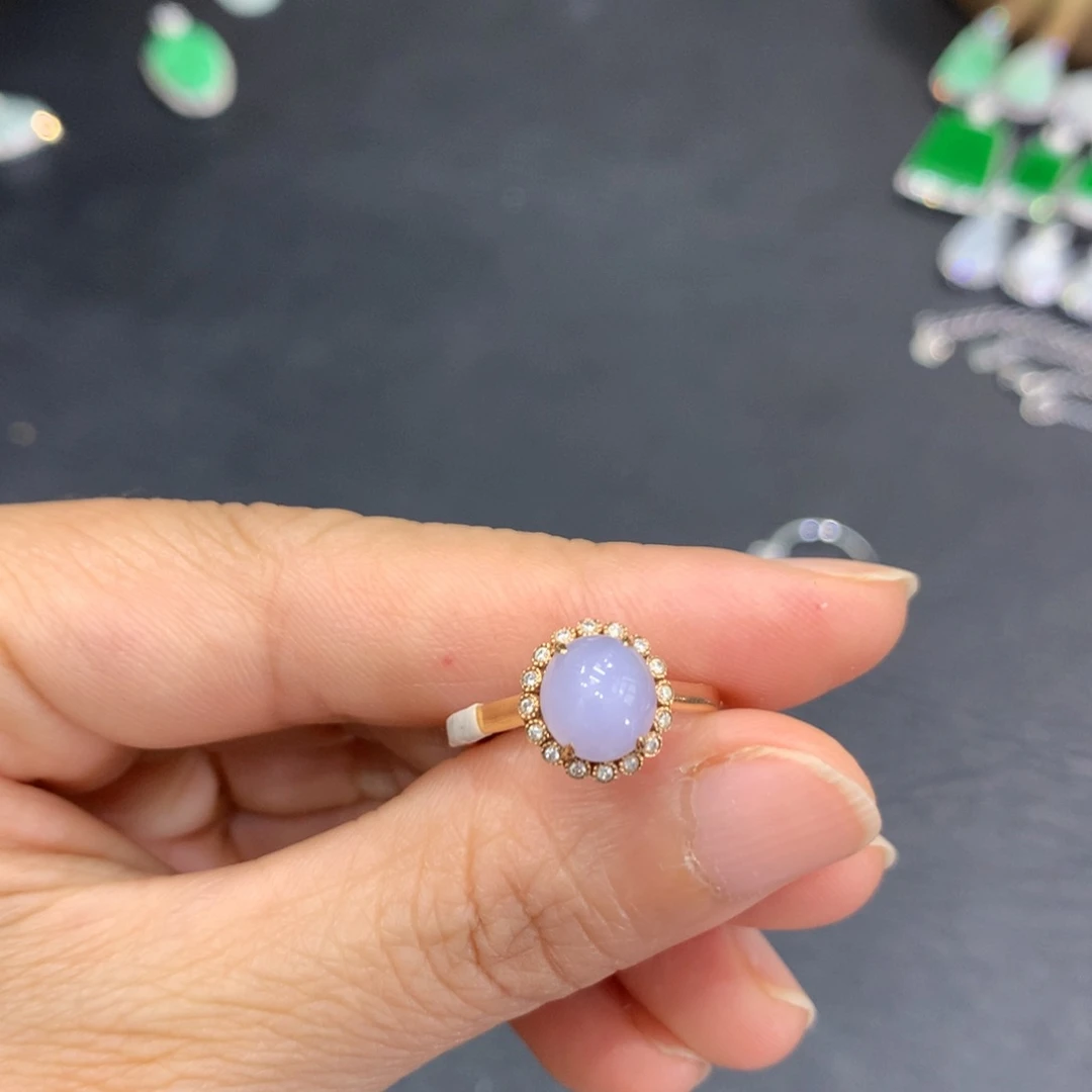 翡翠戒指18K金镶嵌戒指