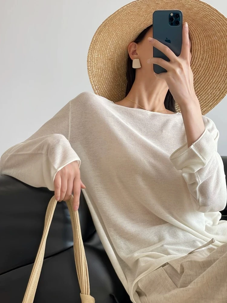 春不晚【201-299】女装夏季 网红气质宽松圆领针织衫显瘦短袖洋气