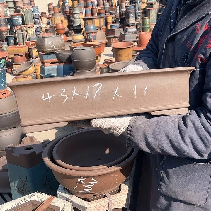 紫砂紫砂花盆和茶叶也