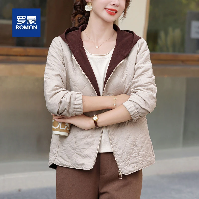 罗蒙中年妈妈外套春秋款时尚秋装新款中老年女装上衣洋气宽松风衣