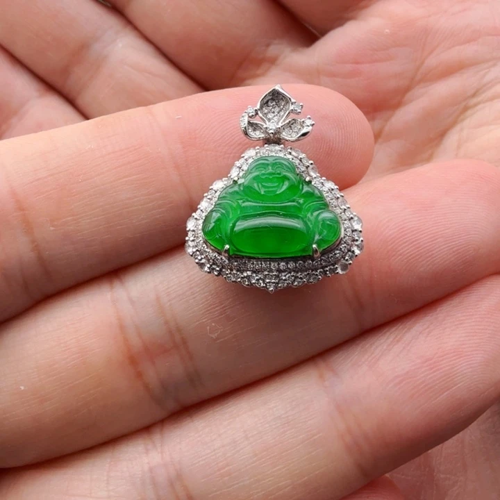 翡翠18K金镶嵌吊坠(不含链)