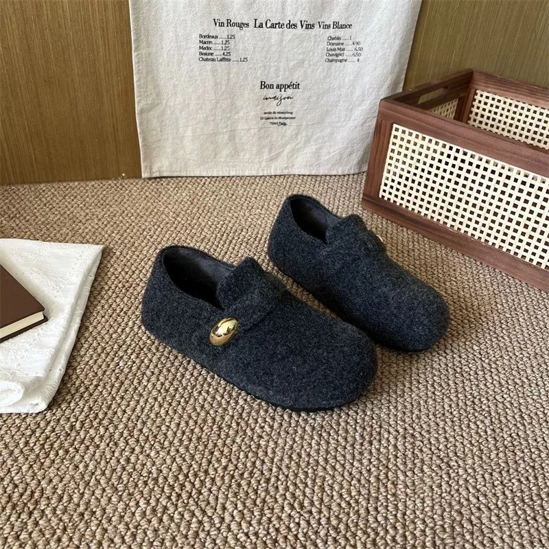 复古加绒勃肯鞋女冬季保暖软底厚底毛毛棉鞋百搭休闲