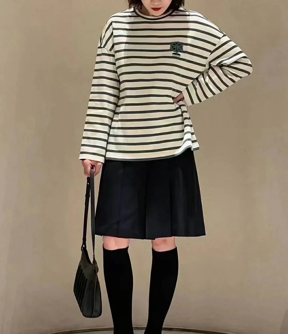 [奕奕推荐] 小禾 元  纯棉小清新休闲条纹T恤