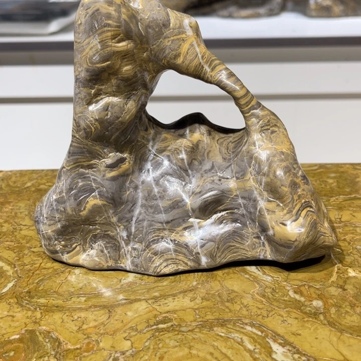 用***1灵璧石金钱洞石黄色