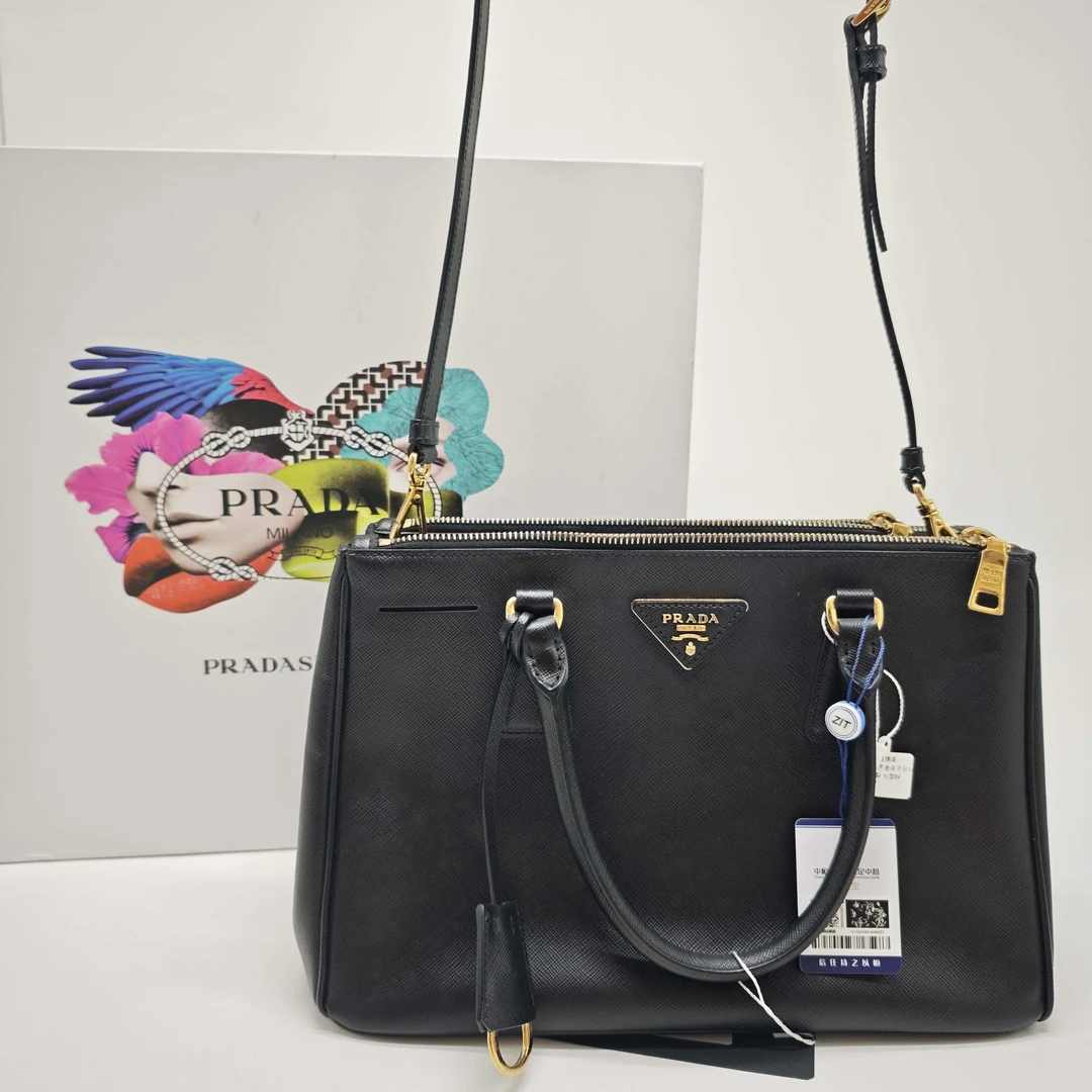 95新 Prada/普拉达 黑色杀手手提单肩包 yy/1504 1494