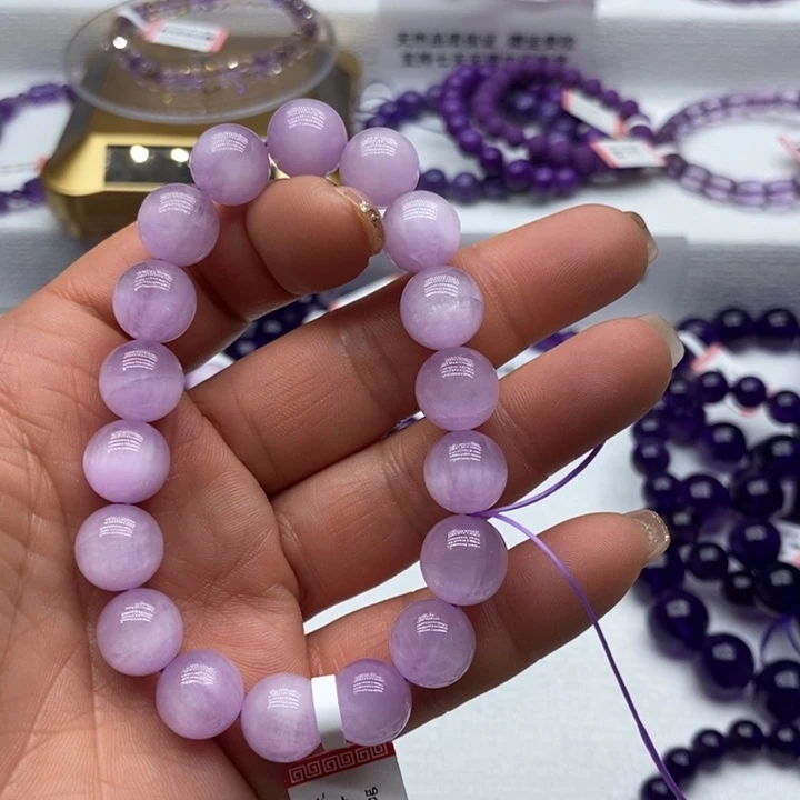 紫晶手链未镶嵌苑****业天然紫锂辉手链