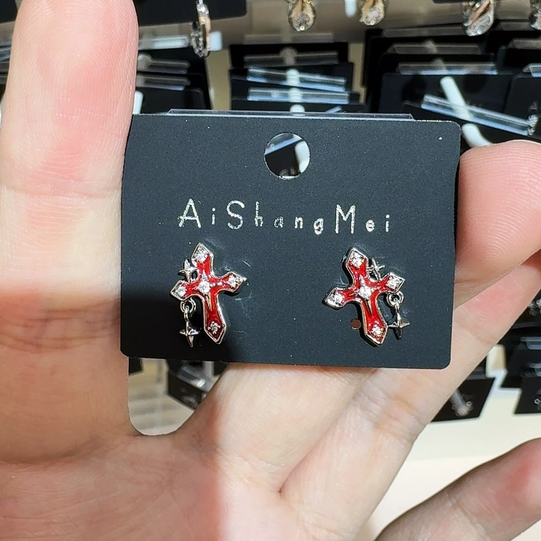 锆石铜合金925银新年红色十字架