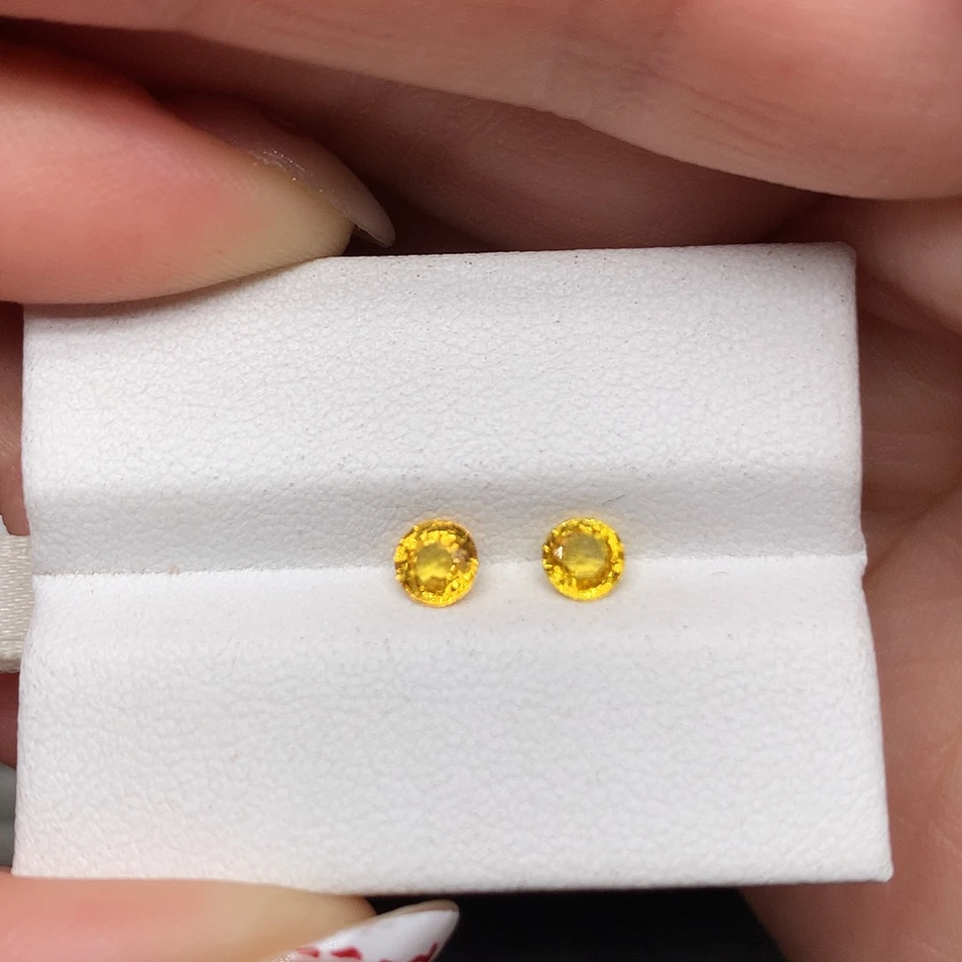 蓝宝石裸石未镶嵌黄蓝宝耳钉料