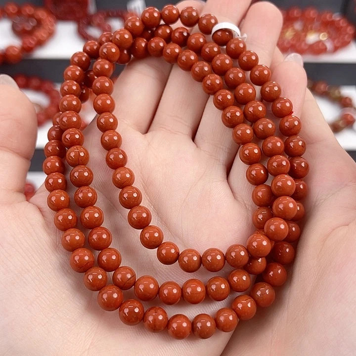 未镶嵌瓦西柿子红满肉6mm多圈南红玛瑙