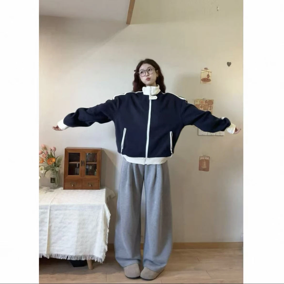 美式复古松弛感休闲外套女2025秋季新款chic卫衣开衫棒球服夹克