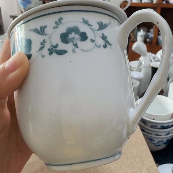 醴陵釉下手绘办公杯耳朵裂瑕疵嗑