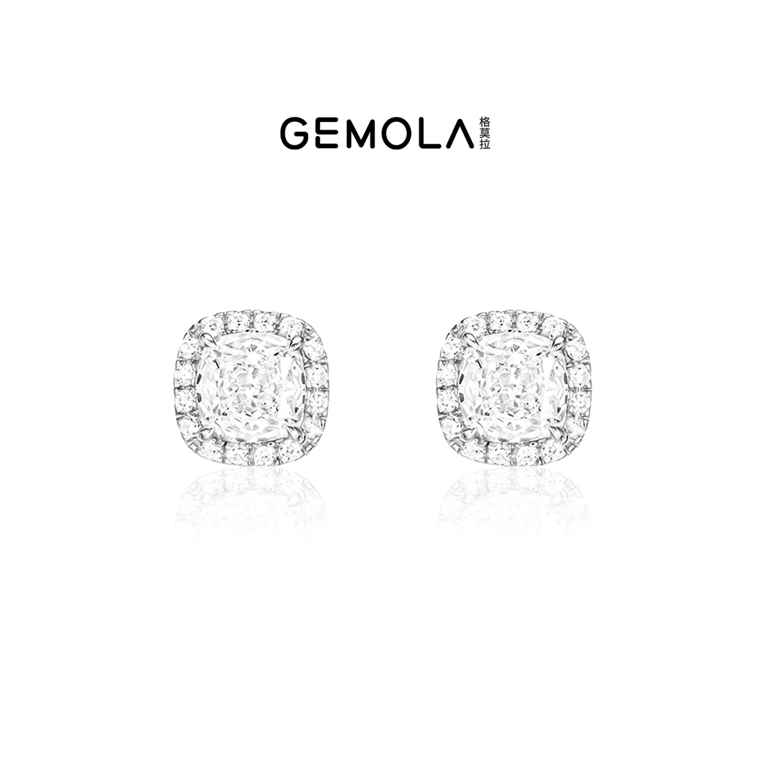 GEMOLA/格莫拉 925银合成锆石耳饰 叛逆千金风简约白耳钉11155EW