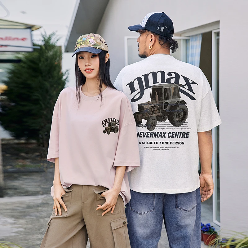 NMAX大码潮牌男装25年夏7A抗菌美式卡车图案印花短袖T恤FNT130