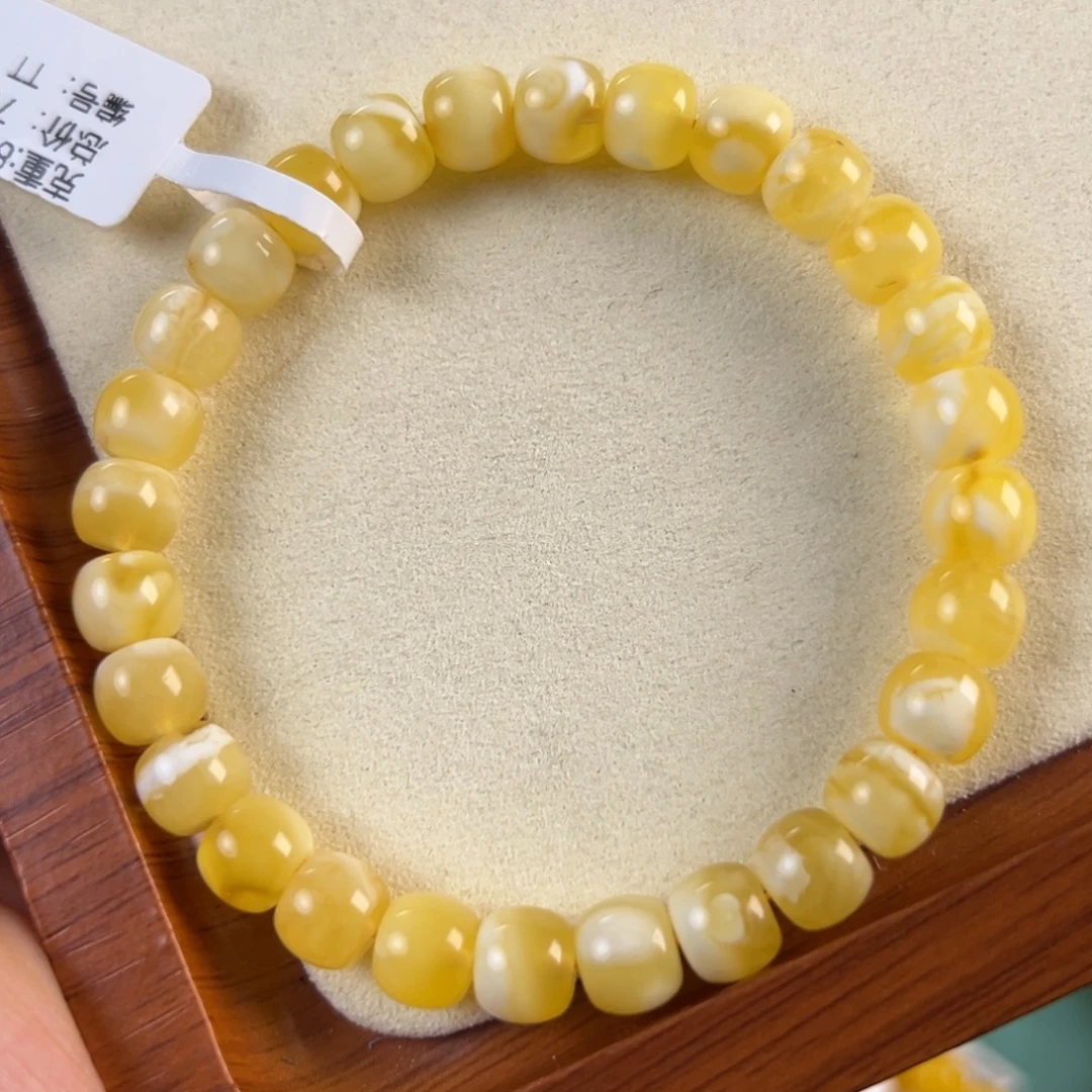 琥珀未镶嵌手链8.1g金白8mm tt