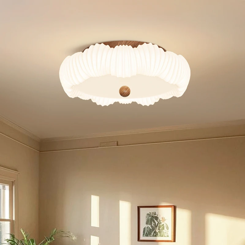 奶油法式中古风卧室吸顶灯新款复古灯饰圆形全光谱主卧房间灯具