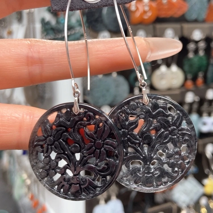 【闪购商品】翡翠耳饰银S925镶嵌耳饰