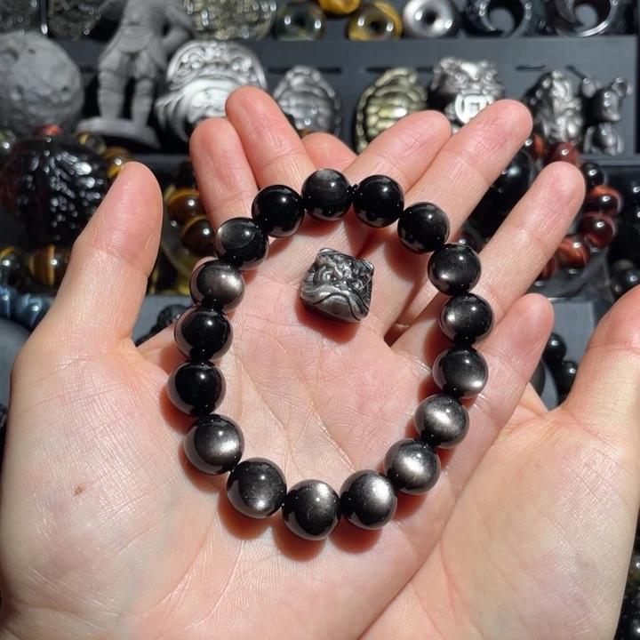 辞***忧黑曜岩未镶嵌手串