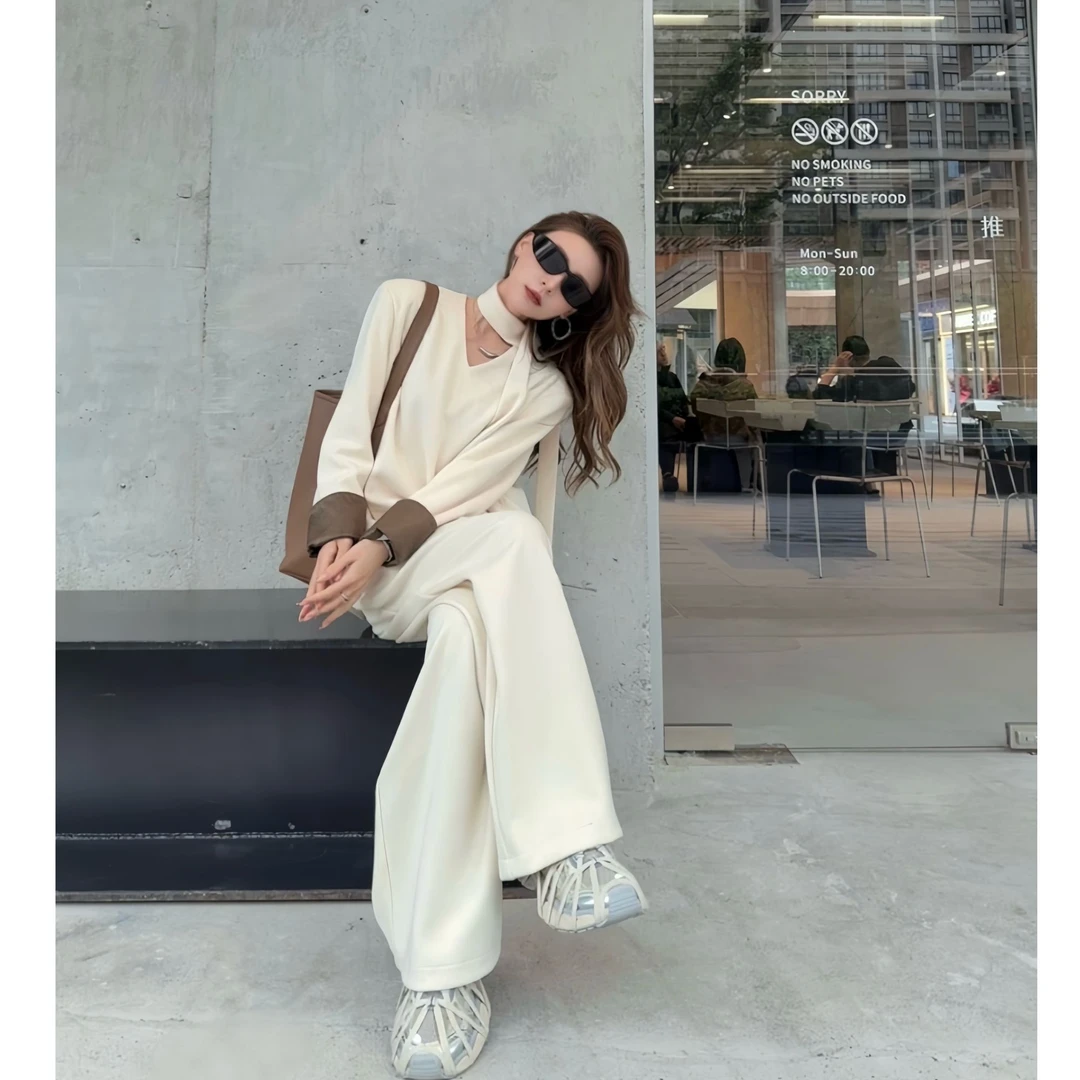 设计感气质套装女2025年秋季新款时尚宽松上衣阔腿裤气质两件套