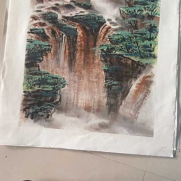 国画四尺三开手绘山水